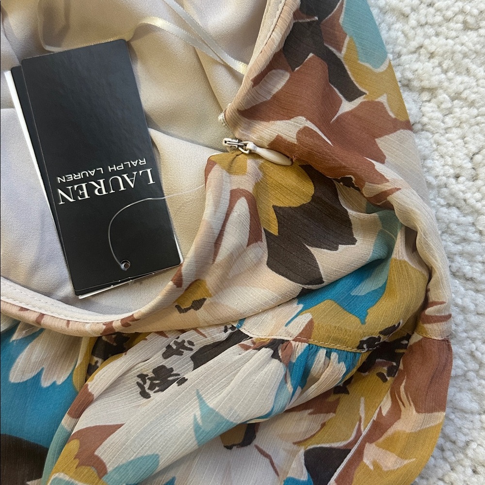 Lauren Ralph Lauren Floral Tiered Maxi Skirt in Teal, Brown & Cream - Picture 6 of 8
